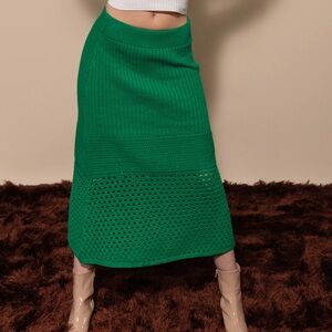 DRAYA 💚 LIKE NEW Crochet Knit Maxi Skirt in Kelly Green Size M